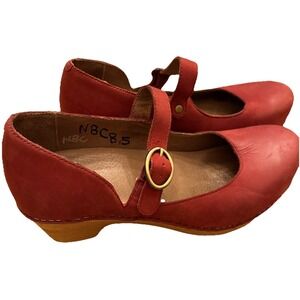 EUC Dansko Red/Maroon Mary Jane Clogs Size 39 W 8.5 Leather Comfort Work Travel